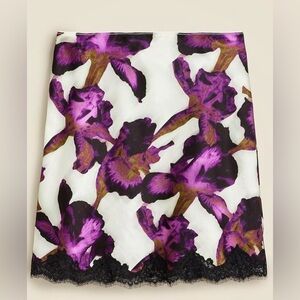 J.Crew Lace-Hem Satin Skirt